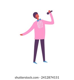 vector person pose in pink clothes studio