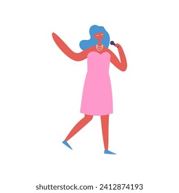 vector person pose in pink clothes studio