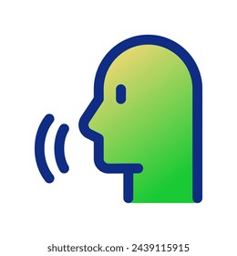 Vector persona hablando, reconocimiento de voz, icono de activación de voz. Perfecto para aplicaciones e interfaces web, infografías, presentaciones, marketing, etc.