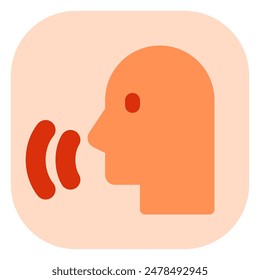 Vector person speaking, speech recognition, voice activation icon. Perfect for app and web interfaces, infographics, presentations, marketing, etc.