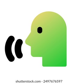 Vector person speaking, speech recognition, voice activation icon. Perfect for app and web interfaces, infographics, presentations, marketing, etc.