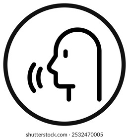 Vetor pessoa falando, reconhecimento de fala, ícone de ativação de voz. Perfeito para aplicativos e interfaces web, infográficos, apresentações, marketing, etc.