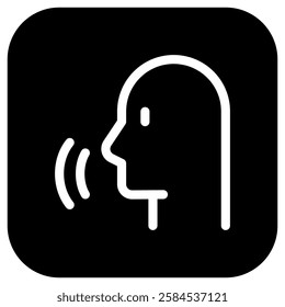 Vector person speaking, speech recognition, voice activation icon. Perfect for app and web interfaces, infographics, presentations, marketing, etc.