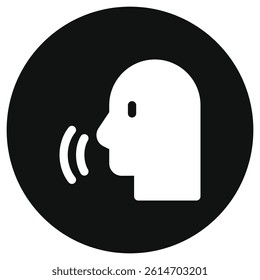 Vector person speaking, speech recognition, voice activation icon. Perfect for app and web interfaces, infographics, presentations, marketing, etc.