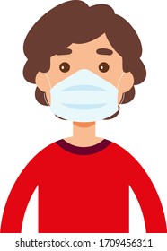 Vector de una persona con una máscara protectora para proteger el virus Covid-19 o Corona. Vector Chinstrap.