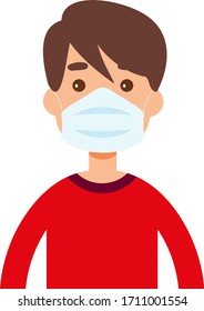 Vector of a person wearing a protective mask to protect the Covid-19 or Corona virus. Chinstrap vector.