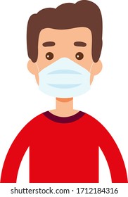 Vector of a person wearing a protective mask to protect the Covid-19 or Corona virus. Chinstrap vector.