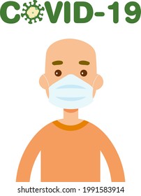 Vector de una persona con una máscara protectora para proteger el virus Covid-19 o Corona. Vector Chinstrap.