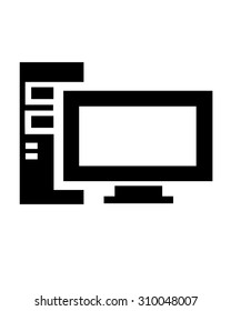 Vector Personal Computer Screen and Tower