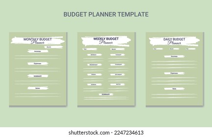 Vector personal  monthly weekly daily budget planner