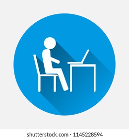  Vector personality works on a computer or laptop with a flat shadow. Layers grouped for easy editing illustration. For your design.