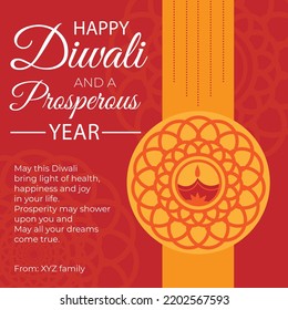 Vector Personalized Happy Diwali greeting card that you can use to send your Diwali wishes to everyone. Happy Diwali and a prosperous new year greeting card