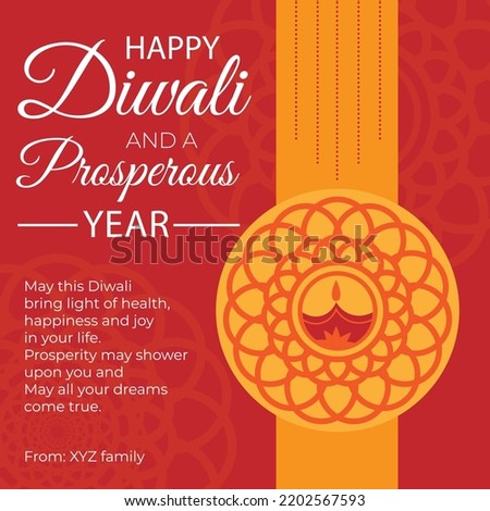 Vector Personalized Happy Diwali greeting card that you can use to send your Diwali wishes to everyone. Happy Diwali and a prosperous new year greeting card