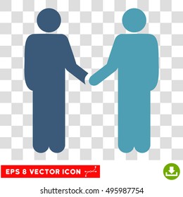 Vector Persons Handshake EPS vector pictograph. Illustration style is flat iconic bicolor cyan and blue symbol on a transparent background.