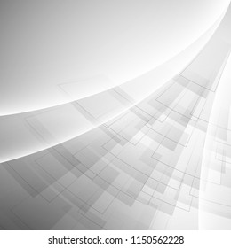 Vector perspective abstract white and grey background with motion effect. Squares Texture