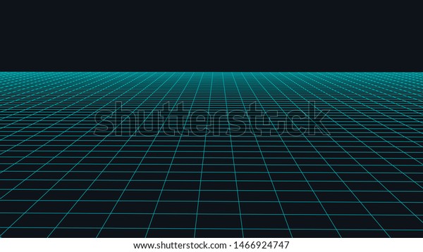 Vector perspective\
grid. Abstract wireframe landscape. Detailed lines on  background.\
3d  vector\
illustration.