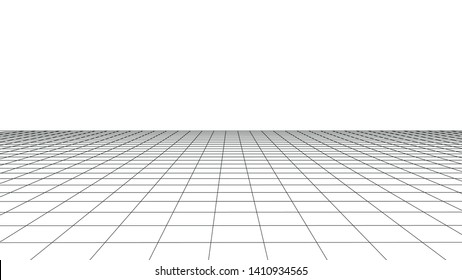 Vector perspective grid. Detailed lines on white background.