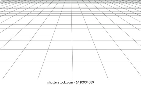 Vector Perspective Grid. Detailed Lines On White Background.