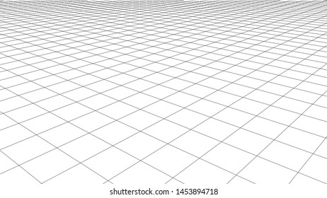 Vector perspective grid. Detailed lines on white background.