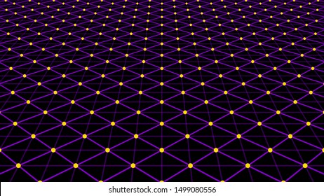 Vector perspective grid. Detailed lines on black background.