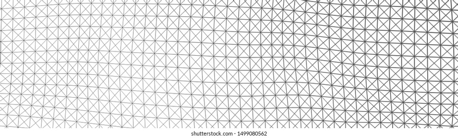 Vector perspective grid. Detailed lines on white background.Wave with many lines. Network of lines. Abstract digital background. Connection.