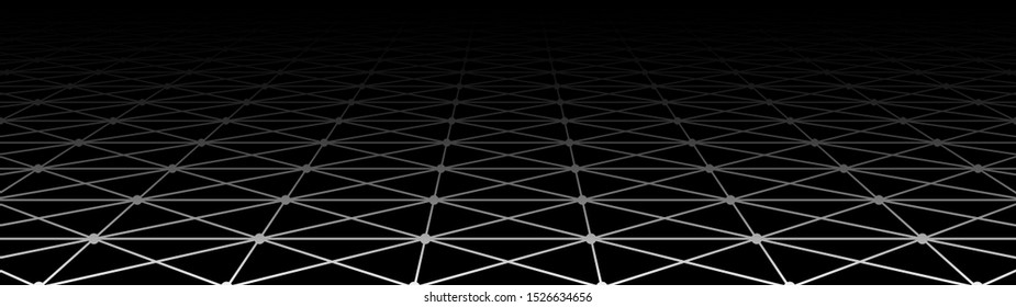 Vector perspective grid. Detailed lines on black background.