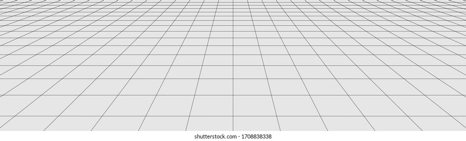 Vector Perspective Grid. Detailed Lines Forming An Abstract Background. Ultra Wide Illustration.