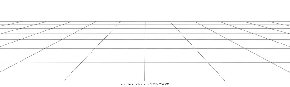 Vector Perspective Grid. Detailed Lines Forming An Abstract Background. Ultra Wide Illustration.