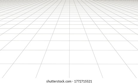 Vector perspective grid. Detailed lines on white background.