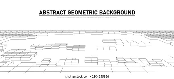 Vector perspective grid. Digital cyberspace. Network connection structure. White background concept. Vector illustration for website.