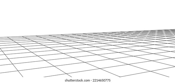 Vector perspective grid. Digital cyberspace. Network connection structure. White background concept. Vector illustration for website.