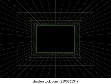 Vector Perspective Grid. Futuristic Metaverse Illustration