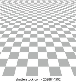 Vector perspective grid. Grey and white perspective checkered background. Abstract background with a perspective