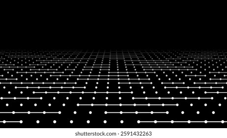 Vector perspective grid with lines. Futuristic vector illustration.