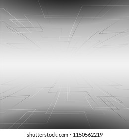 Vector perspective liner abstract white and grey background. Squares Texture