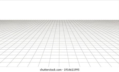 Vector Perspective Mesh. Abstract Landscape Frame. Detailed Lines On The Background. 3d Abstract Mesh Background