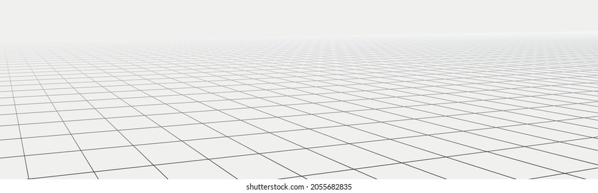 Vector perspective mesh. Detailed grid lines on white background.	