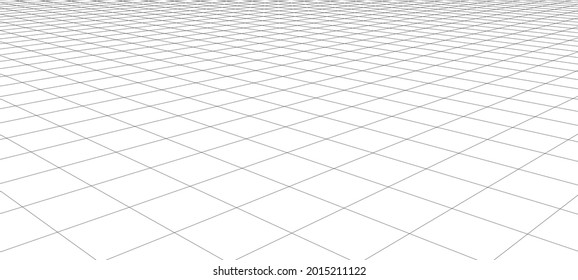 Vector perspective mesh. Detailed lines on a white background. 3d illustration.