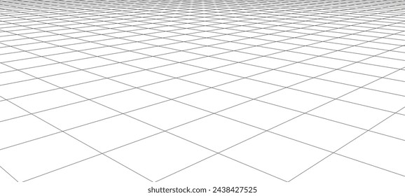 Vector perspective mesh. Detailed lines on a white background. 3d illustration.