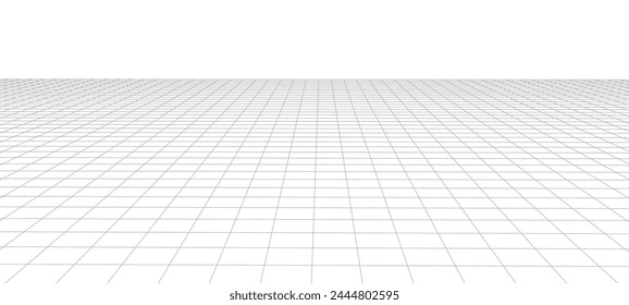 Malla de perspectiva de Vector. Líneas detalladas sobre fondo blanco. Ilustración 3d.