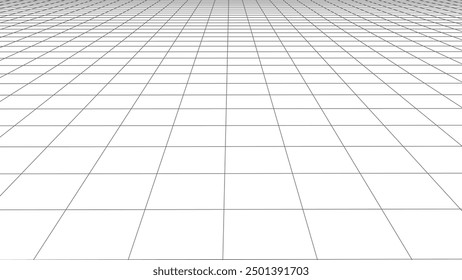 Vector perspective mesh. Detailed lines on a white background. 3d illustration.