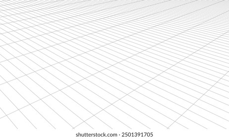 Malla de perspectiva de Vector. Líneas detalladas sobre un fondo blanco. Ilustración 3D.