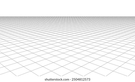 Malla de perspectiva de Vector. Líneas detalladas sobre un fondo blanco. Ilustración 3D.