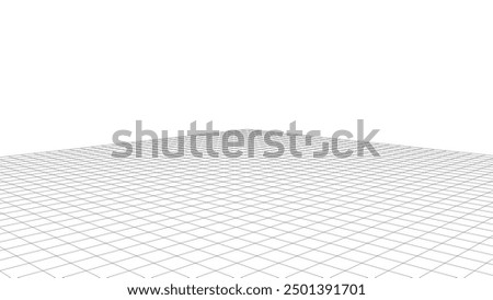 Vector perspective mesh. Detailed lines on a white background. 3d illustration.