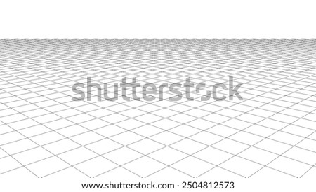Vector perspective mesh. Detailed lines on a white background. 3d illustration.