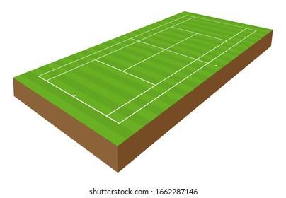 vector perspective tennis playground with 3d effect