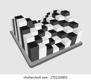 Vector Perspective Texture with Black and White Cubes as on a chess-board. Vector Illustration.