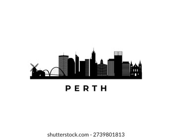 Vector Perth skyline. Travel Perth famous landmarks. Business and tourism concept for presentation, banner, web site.