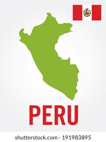 Vector Peru Flag and Map Set