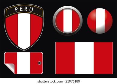 vector peru grest flag with web button and label